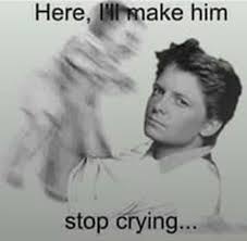 Wednesday meme about Michael J Fox calming a baby