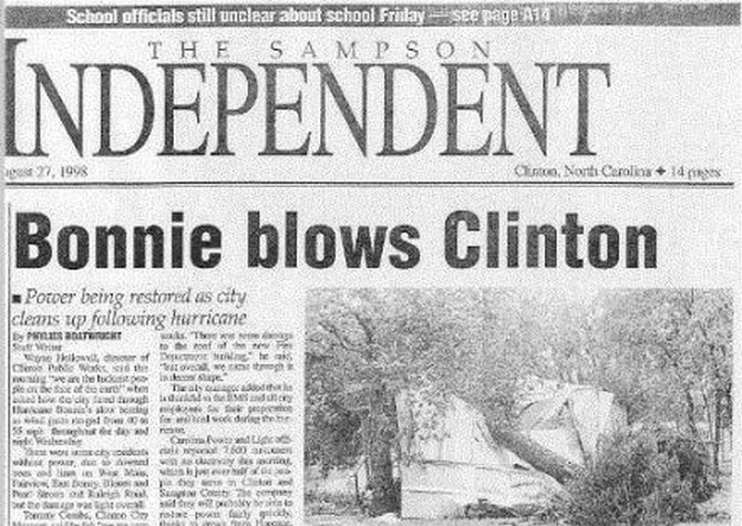 bad headlines in newspaper - School officials still unclear about school Friday see page The Sa M P S O N. Independent Bonnie blows Clinton S to, North Carolinx . Power being restored us city cleans up ing Hurricane S P S Dikt There were on Fer of Dentes 