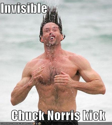 funny tuesday meme of an invisible Chuck Norris Kick to the face