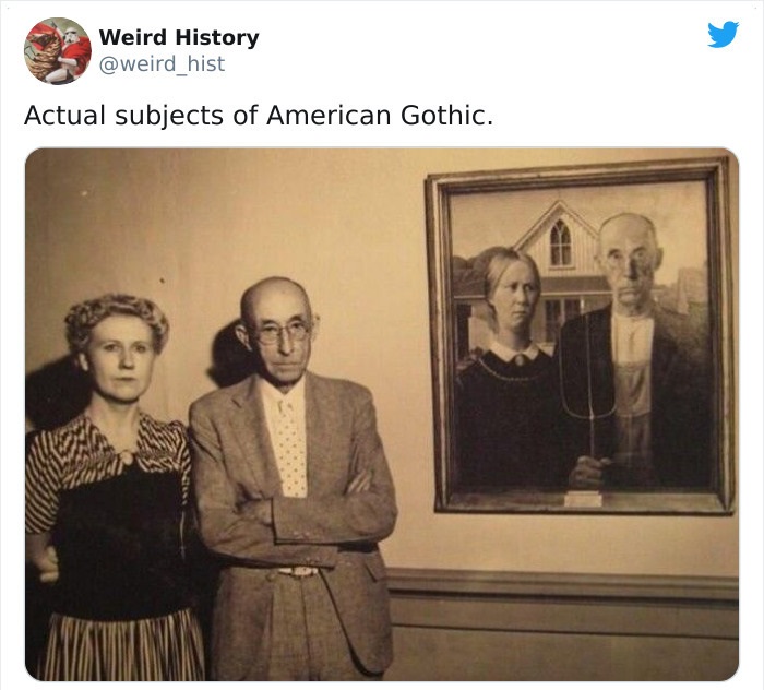 american gothic painting meme - Weird History Actual subjects of American Gothic.