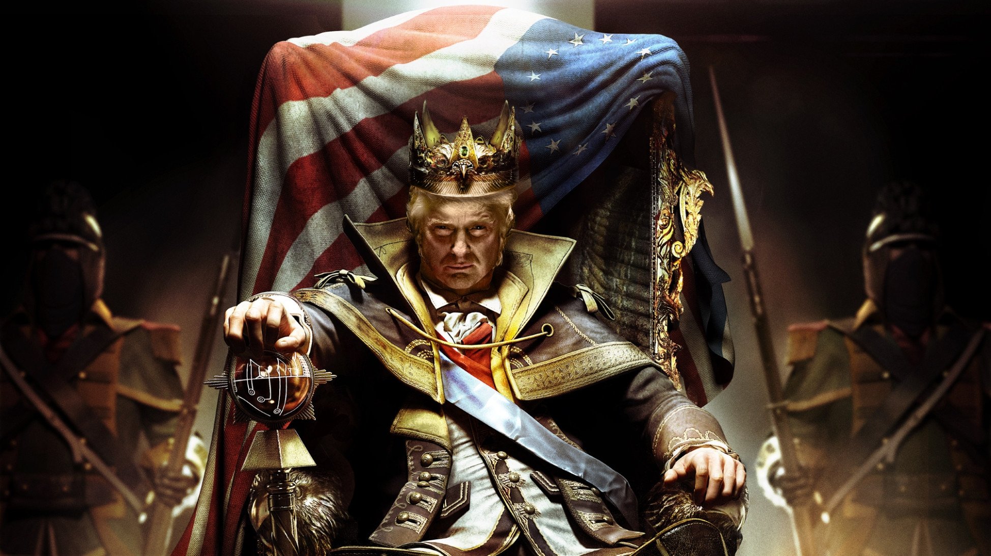 Trump meme of him as a king sitting on a throne