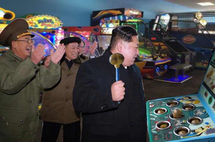 Kim and the boys hit the town to play some whack-a-mole.