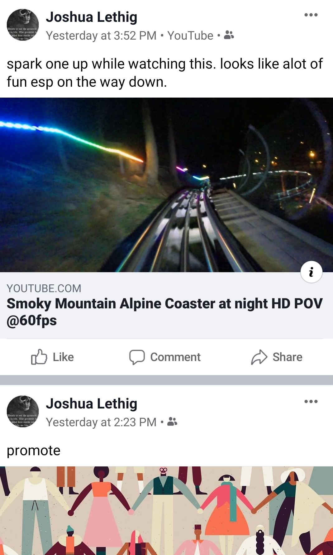 graphic design - Joshua Lethig Yesterday at YouTube spark one up while watching this. looks alot of fun esp on the way down. Youtube.Com Smoky Mountain Alpine Coaster at night Hd Pov Comment Joshua Lethig Yesterday at promote