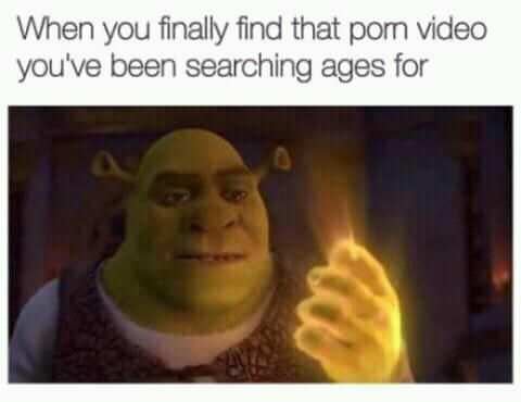 offensive meme about looking forward to masturbating with picture of Shrek with glowing hand