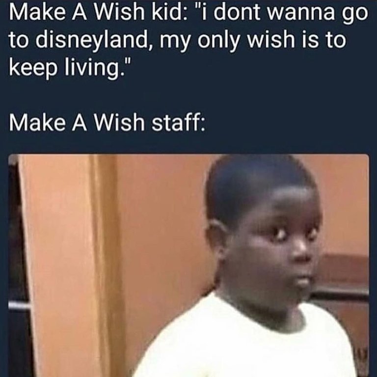 inappropriate meme about Make A Wish not being able to grand kids what they really want
