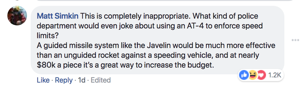 Police Department Jokes About Using a Rocket Launcher On Speeders and It Backfires