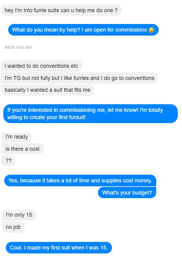 15-Year-Old Wannabe Furry Flips When He Realizes it Ain't Cheap