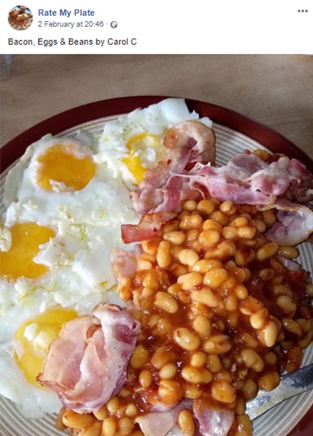 memes - rate my plate carol - Rate My Plate 2 February at Bacon, Eggs & Beans by Carol C