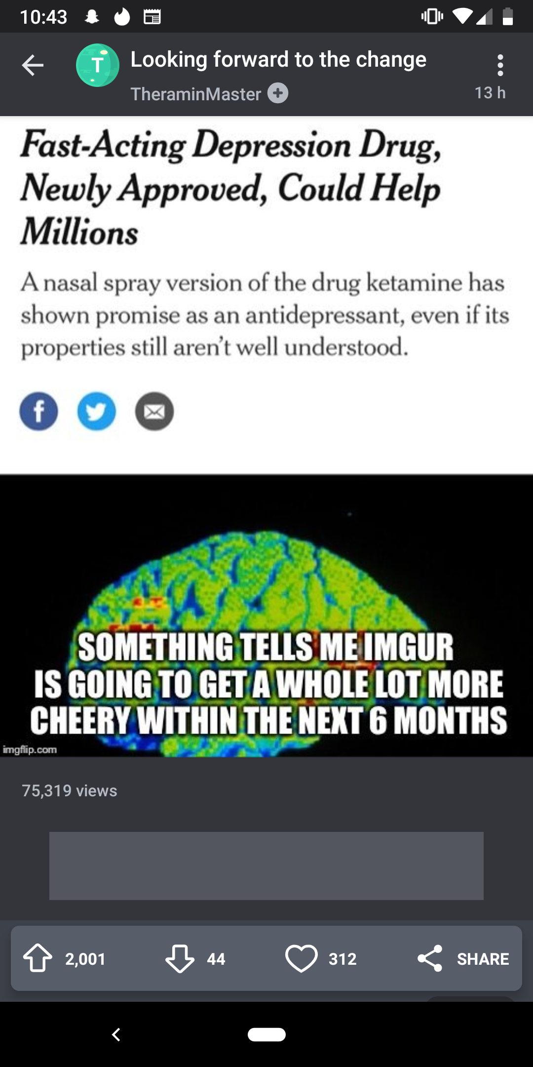 Yep, <a href="https://news.wttw.com/2019/03/11/fda-approve-ketamine-nasal-spray-new-depression-treatment" target="_blank" nofollow>Ketamine</a> will be on the market soon. What a world.