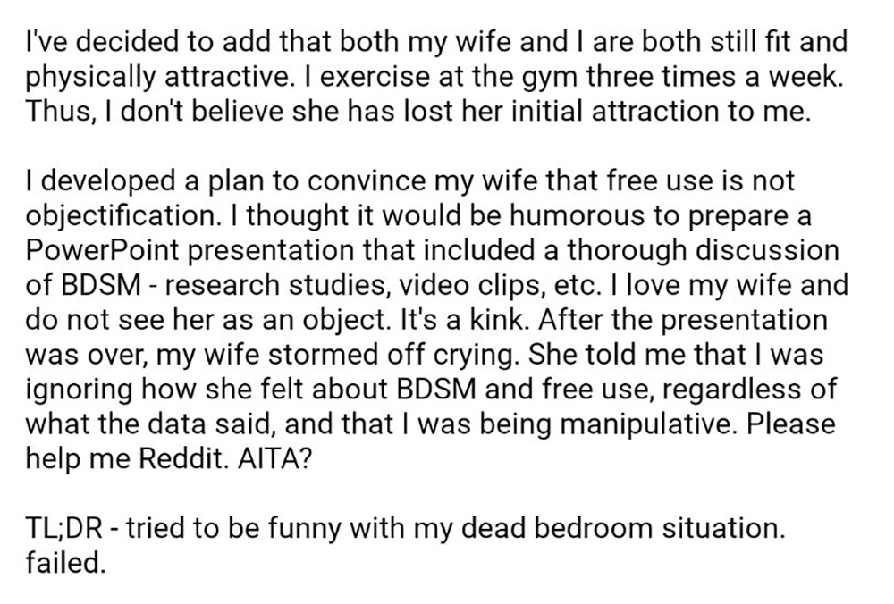 Dude's Attempt to Have Sex With His Wife Fails Miserably