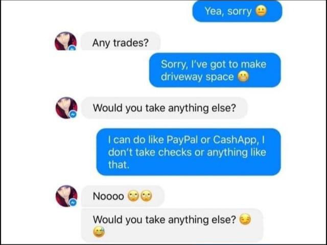 Lady Offers Her Body in Exchange for a Dude's Used Grand Prix