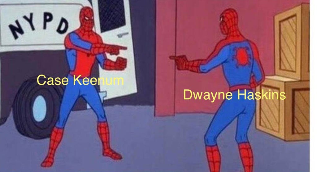 nfl meme - doppelganger spiderman meme - Nypo Case Keerum Dwayne Haskins