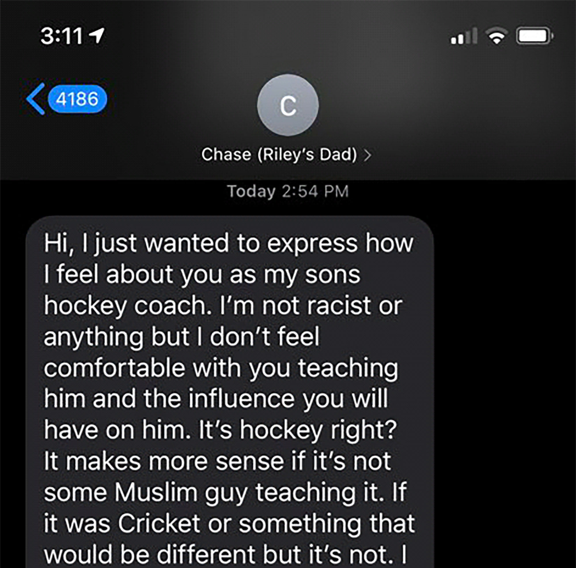 business quotes - 4186 Chase Riley's Dad > Today Hi, I just wanted to express how I feel about you as my sons hockey coach. I'm not racist or anything but I don't feel comfortable with you teaching him and the influence you will have on him. It's hockey r