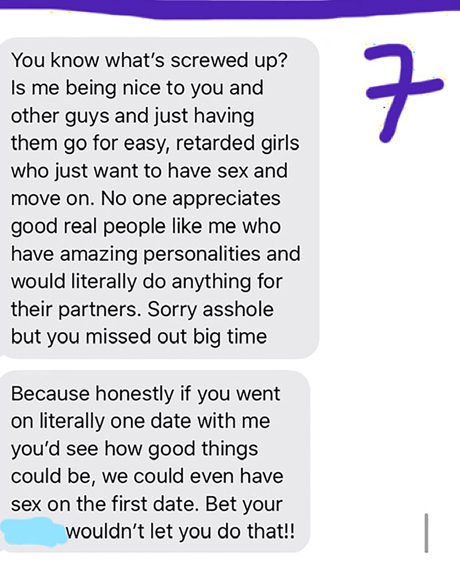 document - You know what's screwed up? Is me being nice to you and other guys and just having them go for easy, retarded girls who just want to have sex and move on. No one appreciates good real people me who have amazing personalities and would literally