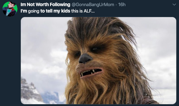 chewbakka - Im Not Worth ing 16h I'm going to tell my kids this is Alf...