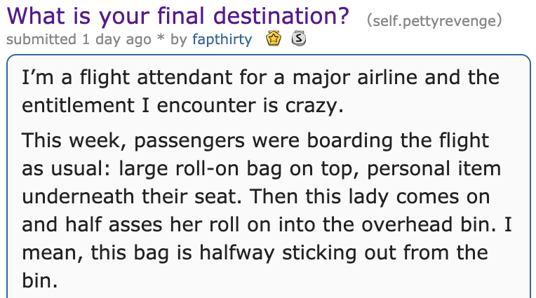 indiana state teachers association - What is your final destination? self. pettyrevenge submitted 1 day ago by fapthirty S I'm a flight attendant for a major airline and the entitlement I encounter is crazy. This week, passengers were boarding the flight 