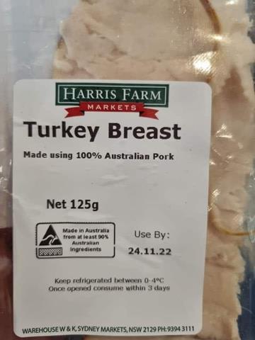 Mind Numbing Depravity - turkey breast australian pork - Harris Farm Markets Turkey Breast Made using 100% Australian Pork Net 125g Made in Australia from at least 90% Australian Spoppe Ingredients Use By 24.11.22 Keep refrigerated between 04C Once opened