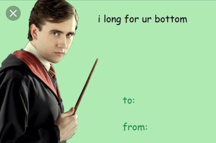 harry potter valentine cards - i long for ur bottom to from