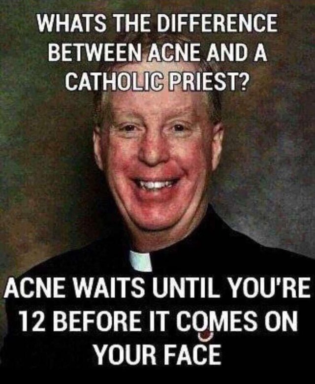 meme Extremely offensive meme about a Catholic Priest and a child.