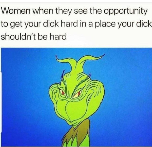 An inappropriate meme featuring the Grinch with a dirty caption.