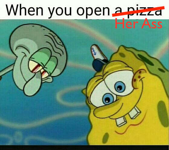 Inappropriate meme featuring Spongebob Squarepants and Squidward.