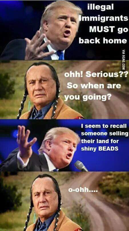 Savage meme with Donald Trump and a Native American man.
