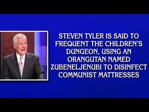 alex trebek meme - Steven Tyler Is Said To Frequent The Children'S Dungeon, Using An Orangutan Named Zubeneljenubi To Disinfect Communist Mattresses