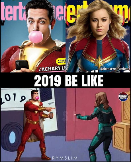 Captain Marvel meme with Shazaam and Captain Marvel pointing at each other.