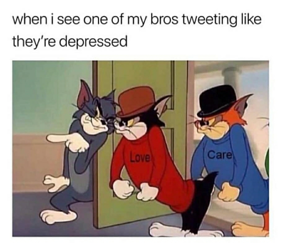 Wholesome meme about protecting your bros with tom from tom and jerry