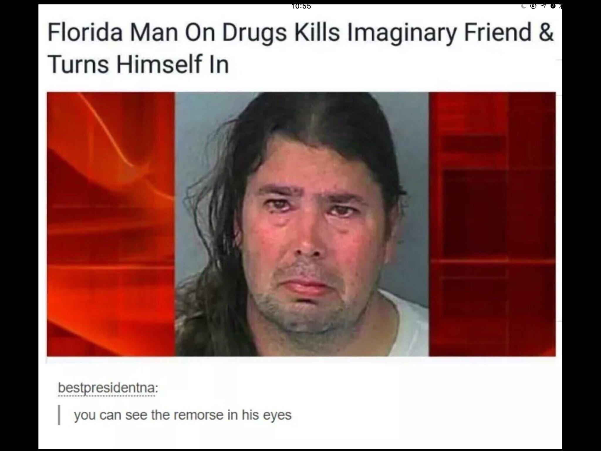 Florida Man challenge headline about killing his imaginary friend