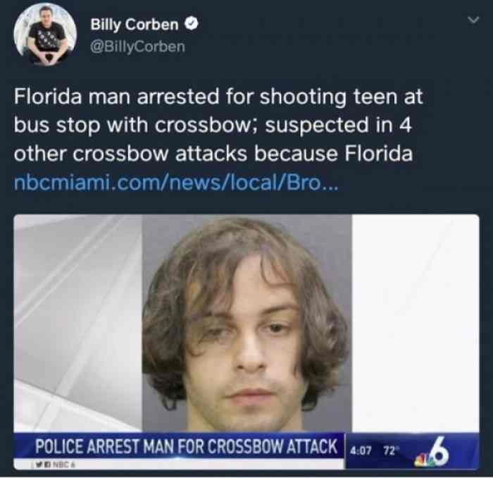 Florida man arrested for shooting teen with crossbow headline