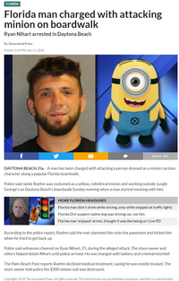 Florida man charged with attacking minion on boardwalk headline