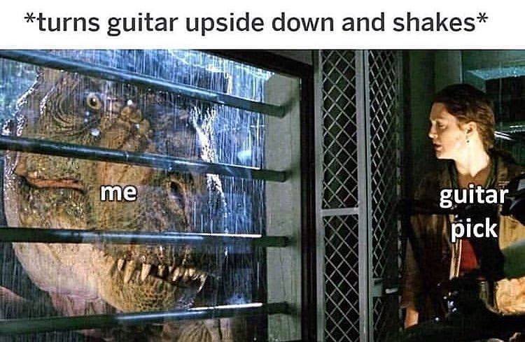 dank memes jurassic park guitar pick meme - turns guitar upside down and shakes me guitar pick