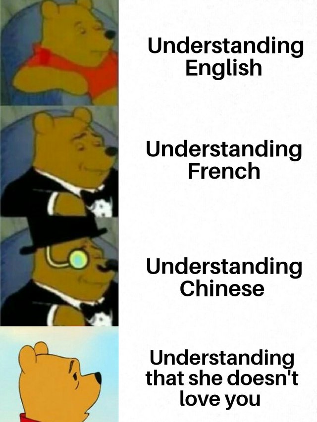 dank meme - understanding that she doesn t love you meme - Understanding English Understanding French Understanding Chinese Understanding that she doesn't love you