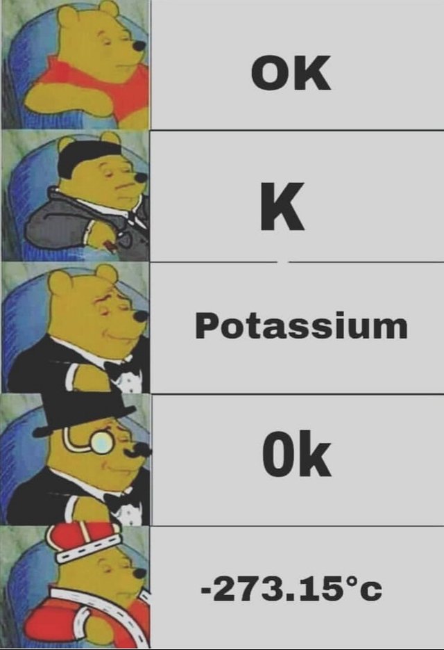dank meme - tuxedo winnie the pooh meme - Ok K Potassium Ok 273.15C