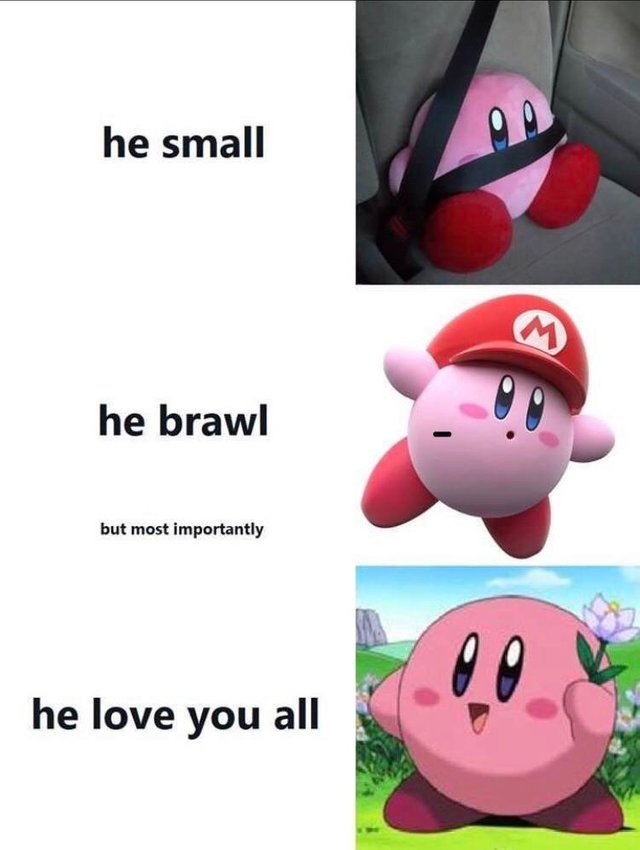 wholesome meme wholesome kirby memes - he small he brawl but most importantly he love you all