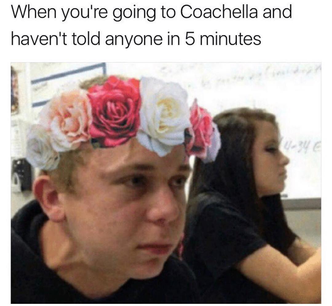When you're going to coachella and haven't told anyone in 5 minutes.