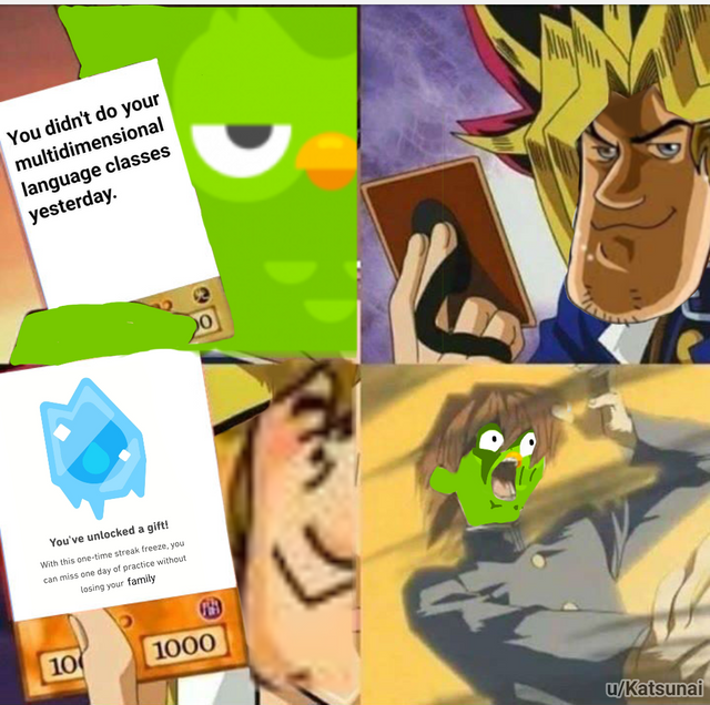 evil duolingo owl meme about what happens when you don't do your spanish lessons