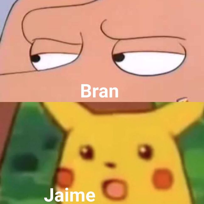 Bran staring at Jaime meme from Game of Thrones Season 8 episode 1.