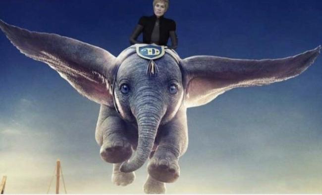 Game of Thrones Season 8 meme with Cersei riding an elephant.