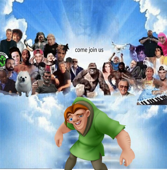 Quasimodo meme where he is joining the rest of the famous people that have died this year.