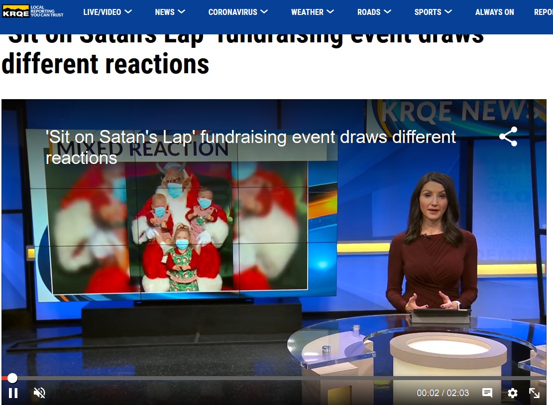 News aired a story about a "Sit on Satan's Lap" charity to benefit emergency medical workers in Direct Relief