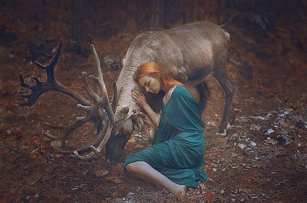 Wild Animals Pose With Humans In Mystical Photographs By Katerina Plotnikova