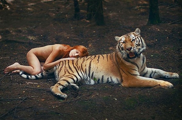 Wild Animals Pose With Humans In Mystical Photographs By Katerina Plotnikova