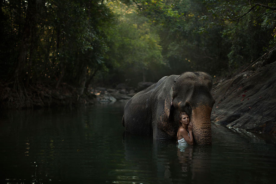 Wild Animals Pose With Humans In Mystical Photographs By Katerina Plotnikova