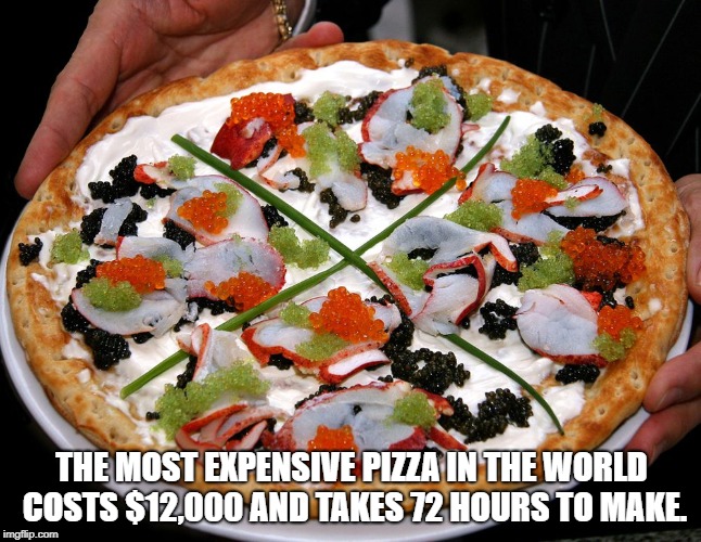 wtf facts - expensive pizza - The Most Expensive Pizzain The World Costs $12,000 And Takes 72 Hours To Make. imgflip.com