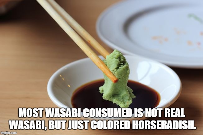 wtf facts - dish - Most Wasablconsumed Is Not Real Wasabi, But Just Colored Horseradish. imgflip.com