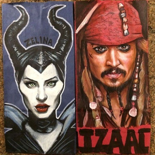 Father and AMAZING Artist, Draws on His Children's Sac Lunch Bags