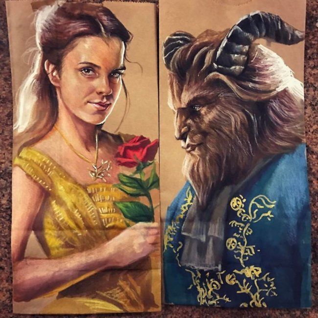 Father and AMAZING Artist, Draws on His Children's Sac Lunch Bags