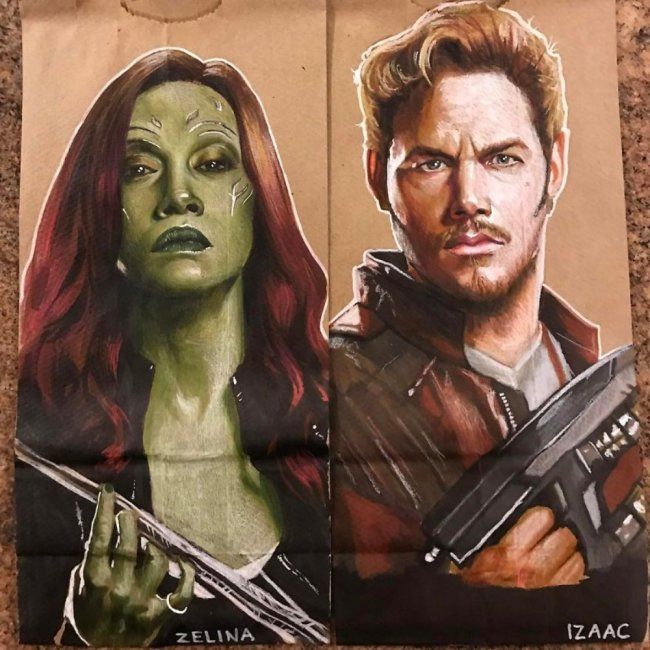 Father and AMAZING Artist, Draws on His Children's Sac Lunch Bags